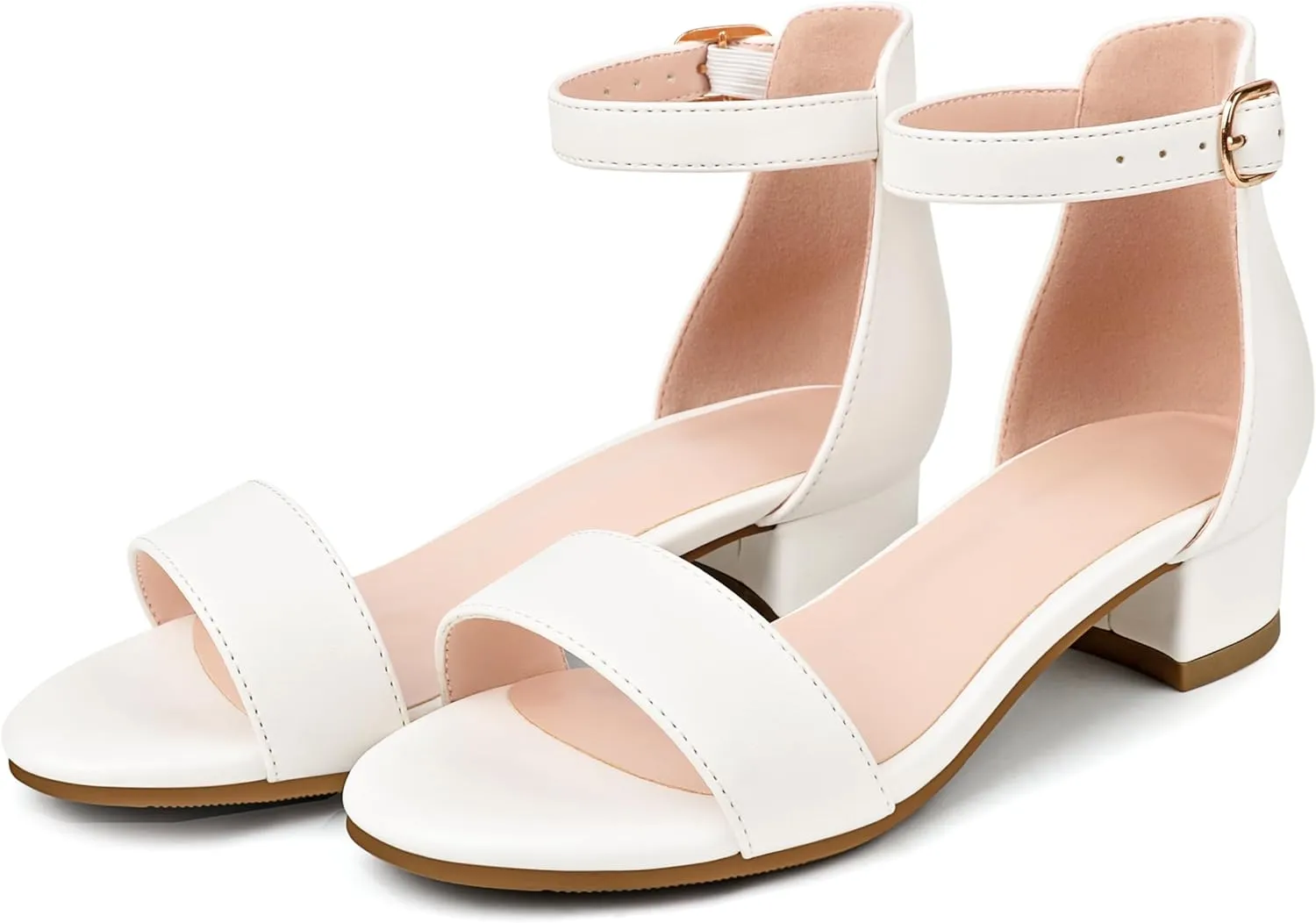 Girl's Low Heel Sandals Ankle Strap Dress Shoes Open Toes Summer Wear for Kids