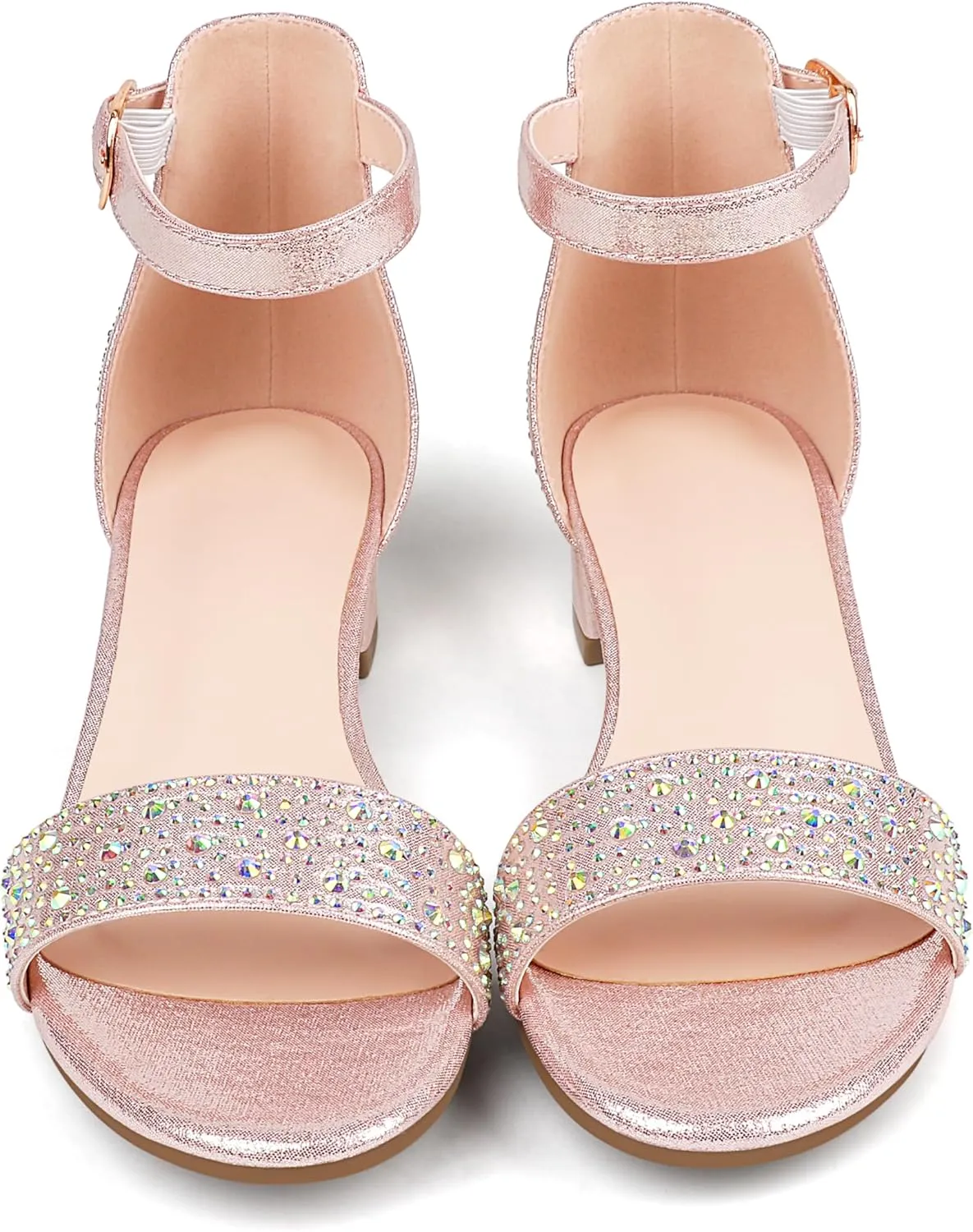 Girl's Low Heel Sandals Ankle Strap Dress Shoes Open Toes Summer Wear for Kids