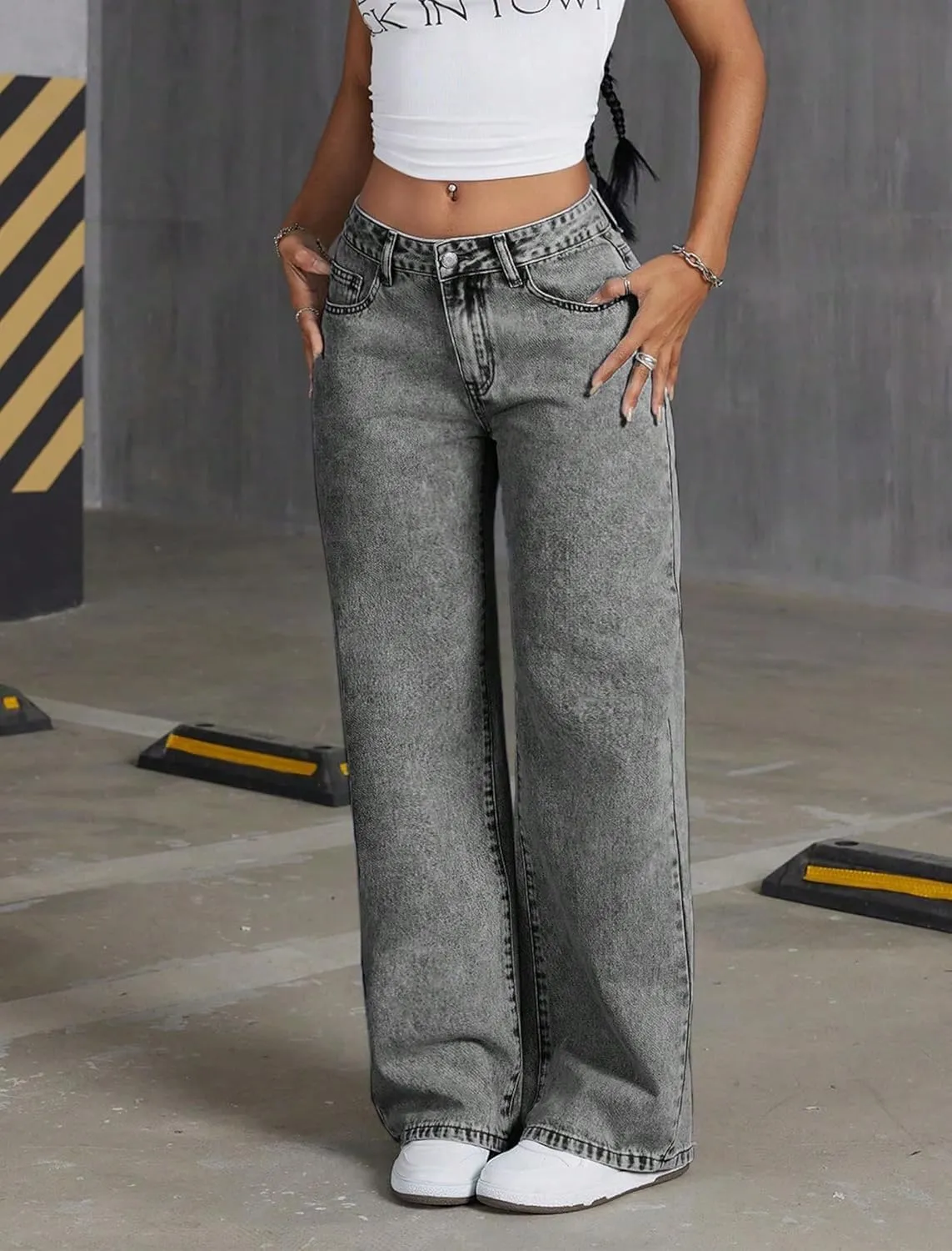 Girls Wide Leg Jeans Baggy Bow Embroidery High Elastic Waist Denim Pants Cute Y2K Trendy Tween Streetwear 8-16Y