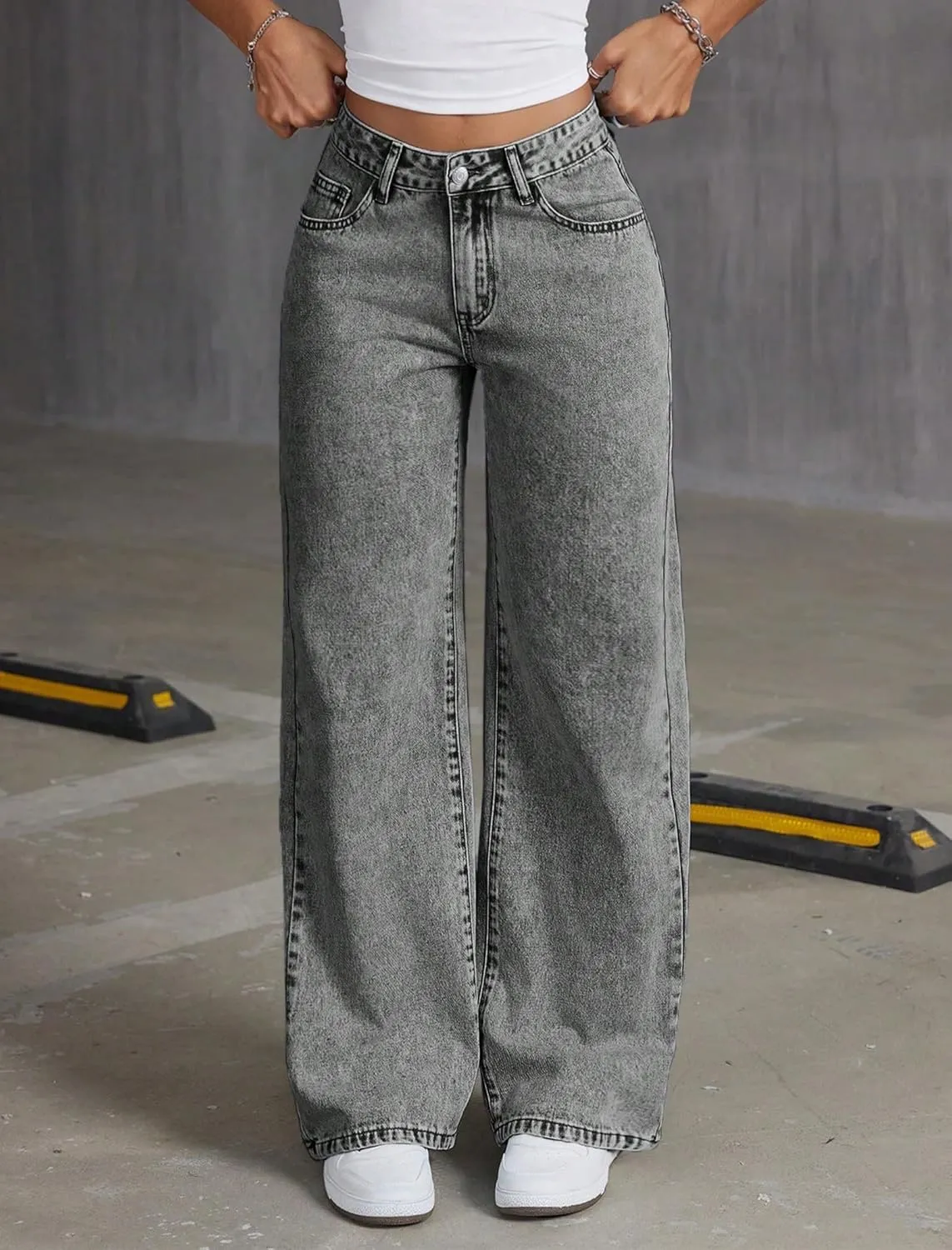 Girls Wide Leg Jeans Baggy Bow Embroidery High Elastic Waist Denim Pants Cute Y2K Trendy Tween Streetwear 8-16Y