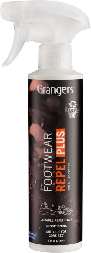 Grangers Footwear Repel Plus | 275ml | Powerful spray-on proofer for all Outdoor Footwear | Bluesign approved |PFC-free | 100% recycled | Hiking | Walking