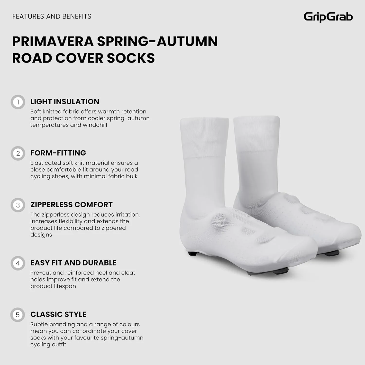 GripGrab Primavera Road Bike Spring Fall Cover Socks Aero Knitted Cycling Overshoes Belgian Booties Road Bike Shoe Covers