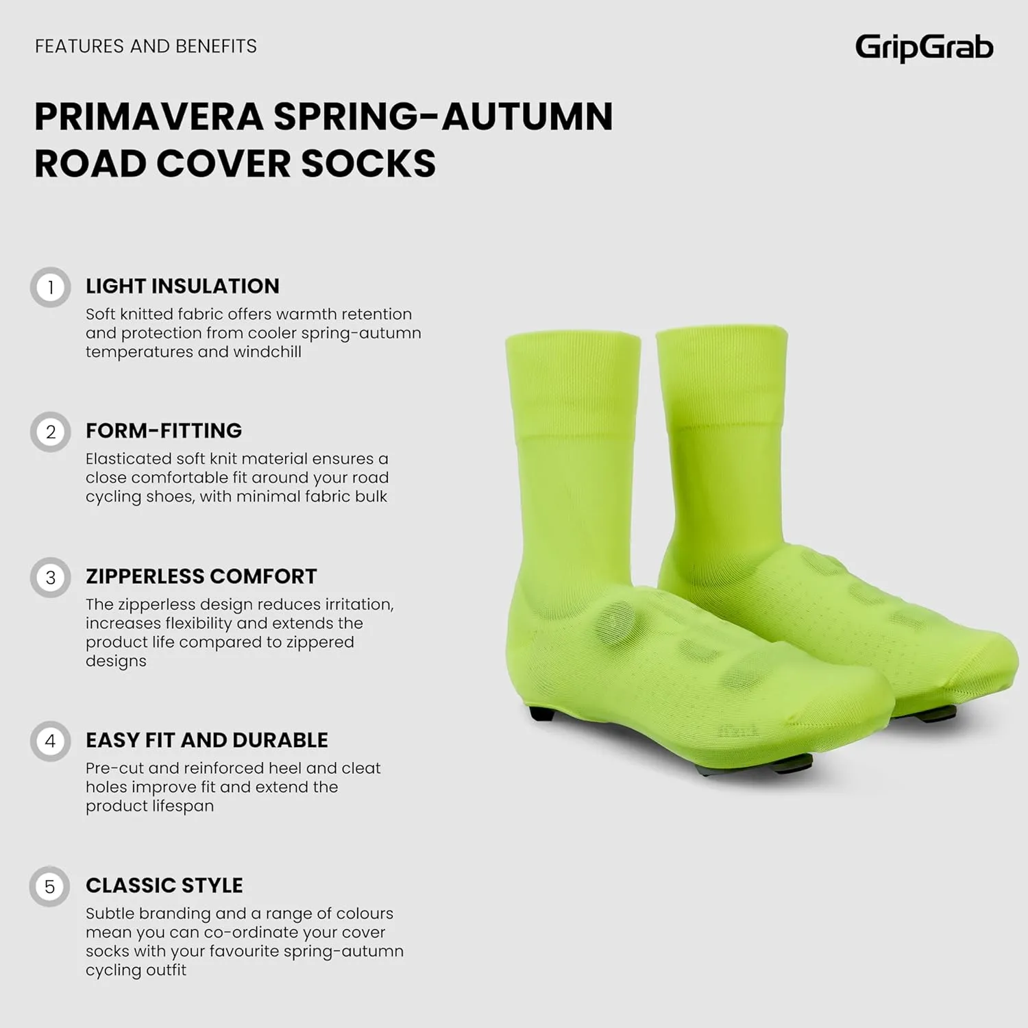 GripGrab Primavera Road Bike Spring Fall Cover Socks Aero Knitted Cycling Overshoes Belgian Booties Road Bike Shoe Covers