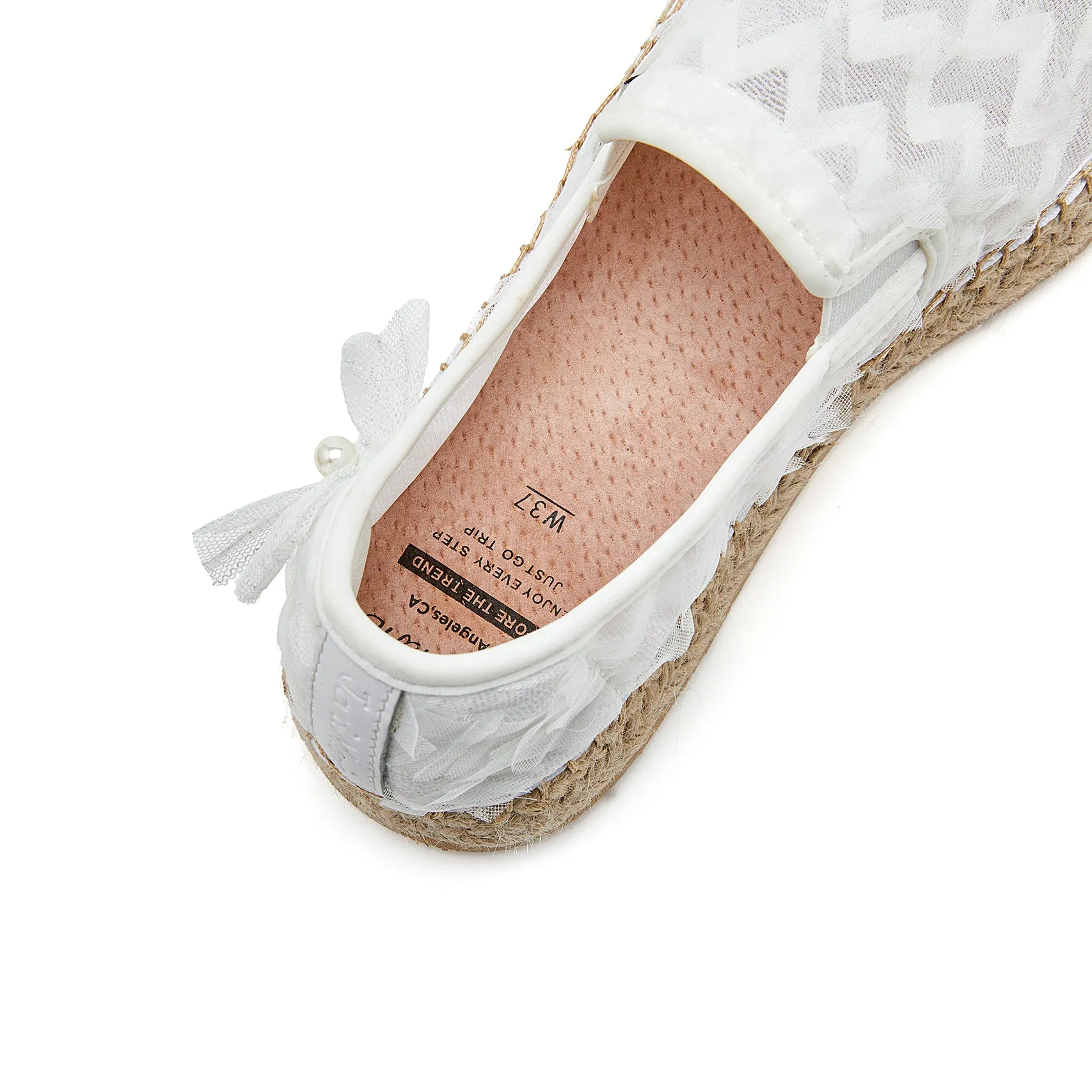 Handmade Women’s Slip-On Espadrille Mesh Loafers in Black-05357W