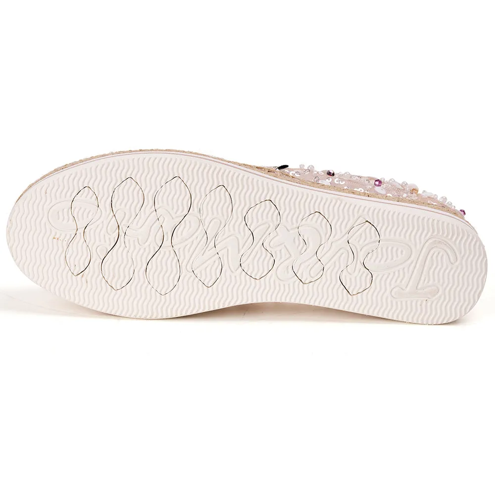 Handmade Women’s Slip-On Espadrille Sequins Mesh Loafers-51555W