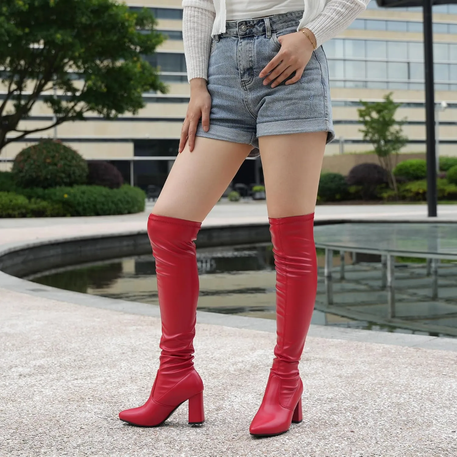 Hawkwell Women's Fall Comfort Thigh High Boots Black Pointy-toe and High-heel Over The Knee Boots