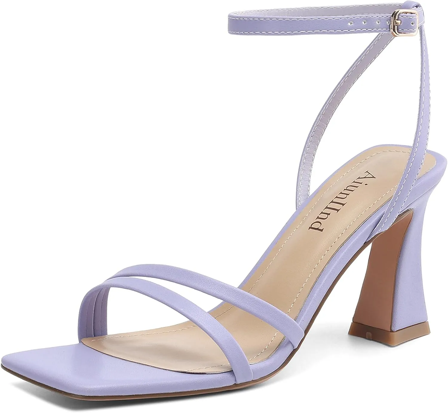 Heeled Sandals for Women Chunky Block High Heels Square Open Toe Sandals with Ankle Strap 3 Inch Dress Heels Comfortable