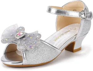 Hehainom Toddler Dress Shoes Little Girls Heels Flower Girl Sandals Open Toe Big Kid Wedding Party Shoes