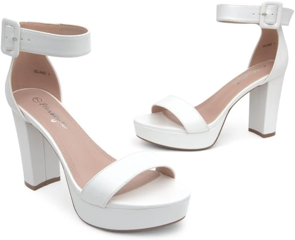 Herstyle Platform Heels for Women – 4 Inch Chunky Block Heeled Sandals | Open Toe Dressy Strappy High Heels with Ankle Strap for Wedding, Prom, Graduation & 2025 Events