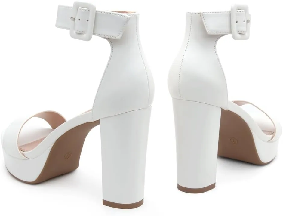 Herstyle Platform Heels for Women – 4 Inch Chunky Block Heeled Sandals | Open Toe Dressy Strappy High Heels with Ankle Strap for Wedding, Prom, Graduation & 2025 Events