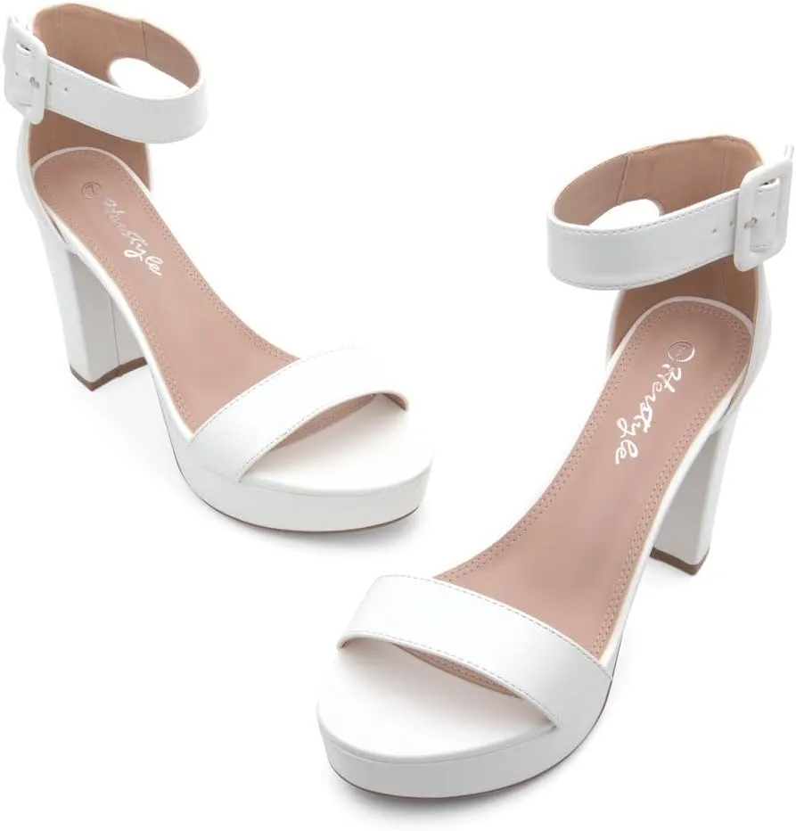 Herstyle Platform Heels for Women – 4 Inch Chunky Block Heeled Sandals | Open Toe Dressy Strappy High Heels with Ankle Strap for Wedding, Prom, Graduation & 2025 Events