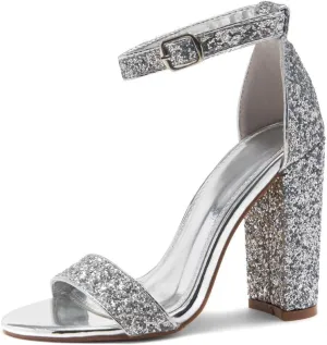 Herstyle Rosemmina Women’s Chunky Block Heels Open Toe Dress Heeled Sandals Ankle Strappy High Heel Pumps Shoes for Prom Wedding Party Office