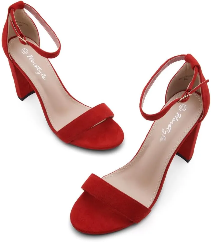 Herstyle Rosemmina Women’s Chunky Block Heels Open Toe Dress Heeled Sandals Ankle Strappy High Heel Pumps Shoes for Prom Wedding Party Office