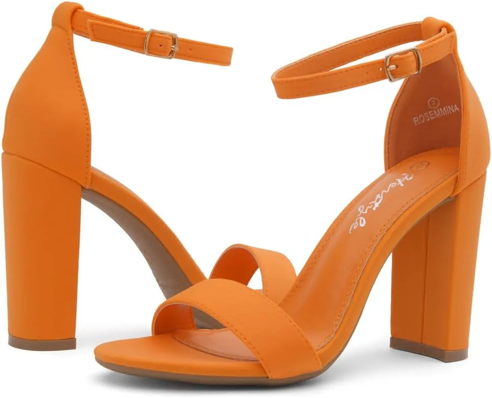 Herstyle Rosemmina Women’s Chunky Block Heels Open Toe Dress Heeled Sandals Ankle Strappy High Heel Pumps Shoes for Prom Wedding Party Office