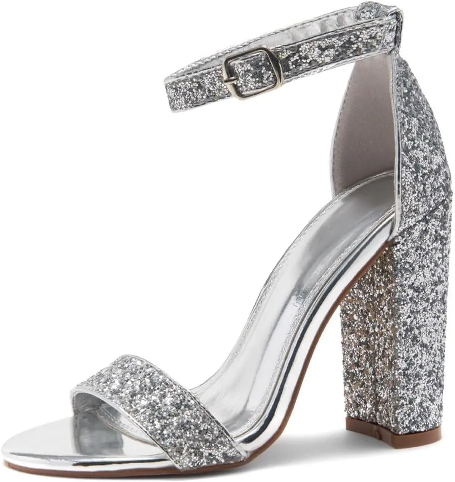 Herstyle Rosemmina Women’s Chunky Block Heels Open Toe Dress Heeled Sandals Ankle Strappy High Heel Pumps Shoes for Prom Wedding Party Office