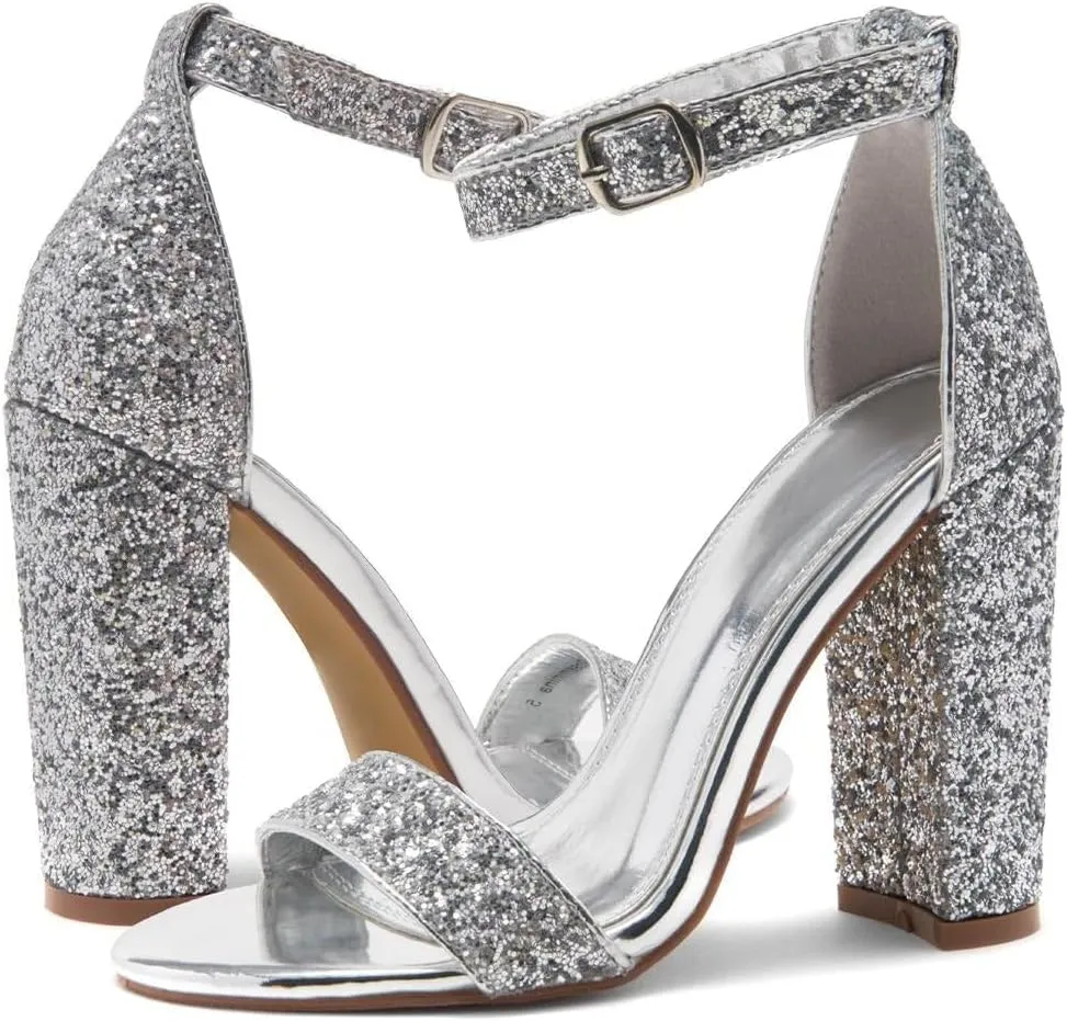 Herstyle Rosemmina Women’s Chunky Block Heels Open Toe Dress Heeled Sandals Ankle Strappy High Heel Pumps Shoes for Prom Wedding Party Office