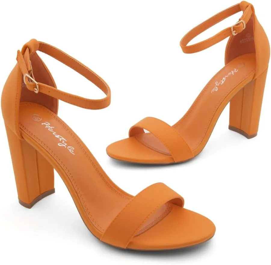 Herstyle Rosemmina Women’s Chunky Block Heels Open Toe Dress Heeled Sandals Ankle Strappy High Heel Pumps Shoes for Prom Wedding Party Office