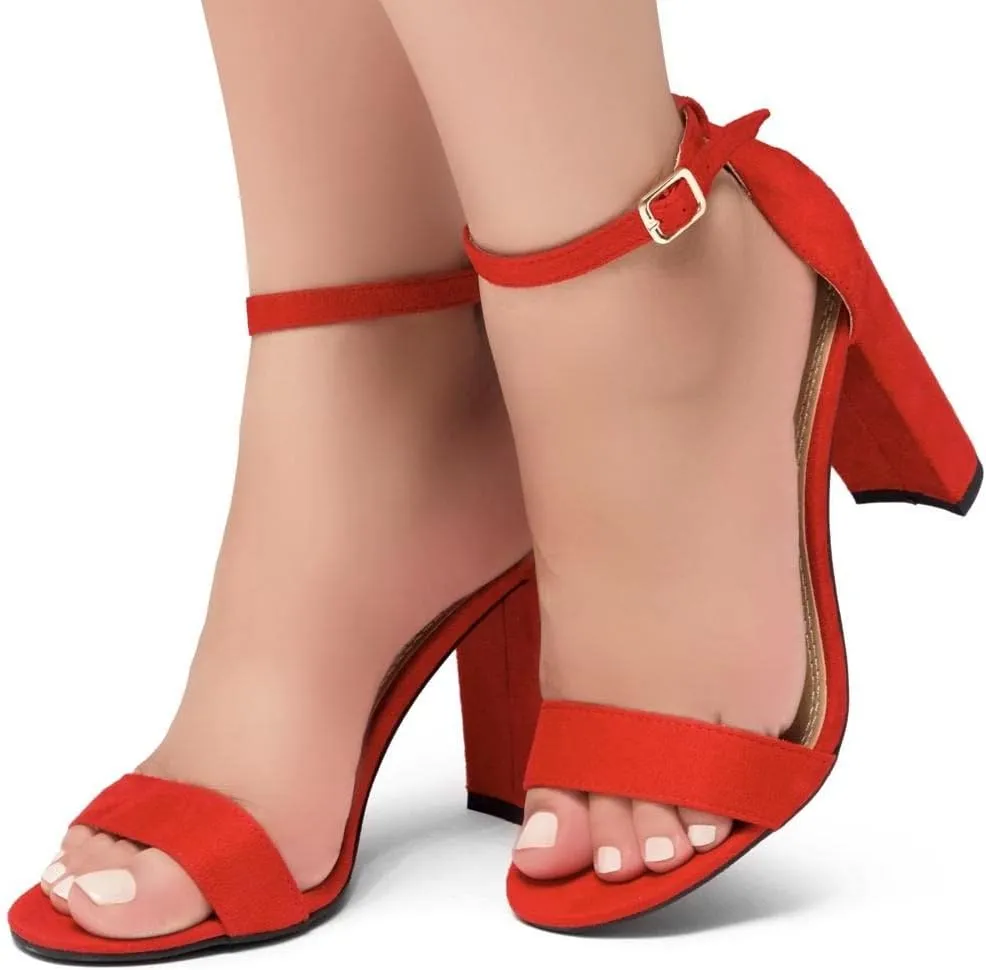 Herstyle Rosemmina Women’s Chunky Block Heels Open Toe Dress Heeled Sandals Ankle Strappy High Heel Pumps Shoes for Prom Wedding Party Office