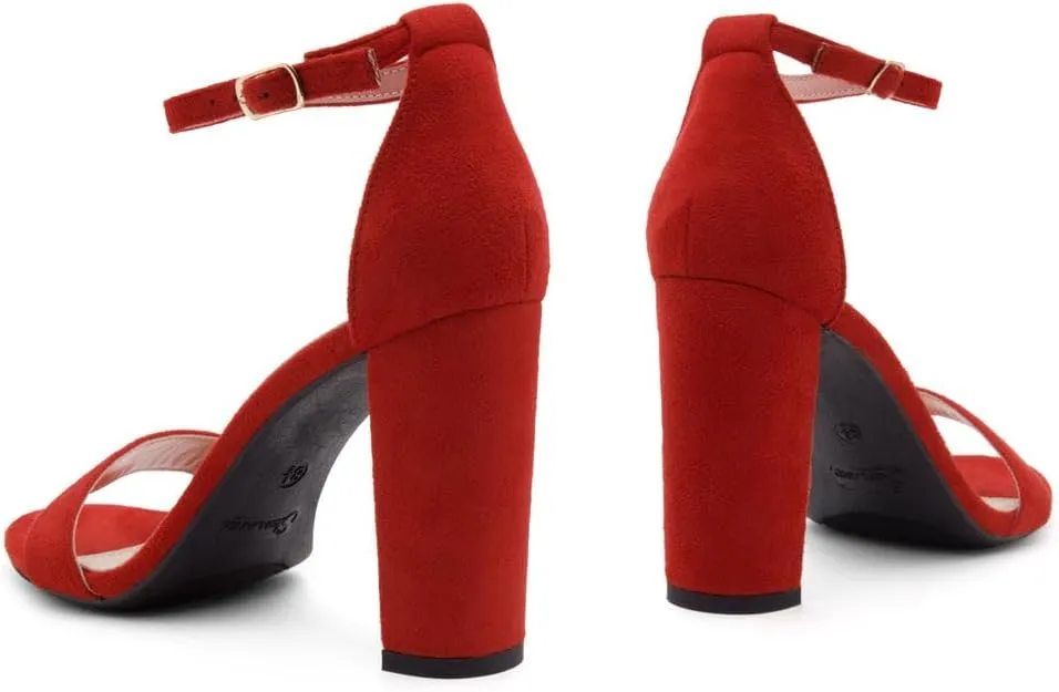 Herstyle Rosemmina Women’s Chunky Block Heels Open Toe Dress Heeled Sandals Ankle Strappy High Heel Pumps Shoes for Prom Wedding Party Office