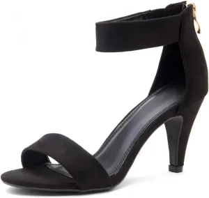 Herstyle RROSE Women's Chunky Low Heels Open Toe Ankle Strap Heeled Sandals with Back Zipper Dressy Pumps Shoes for Wedding Prom Party Office