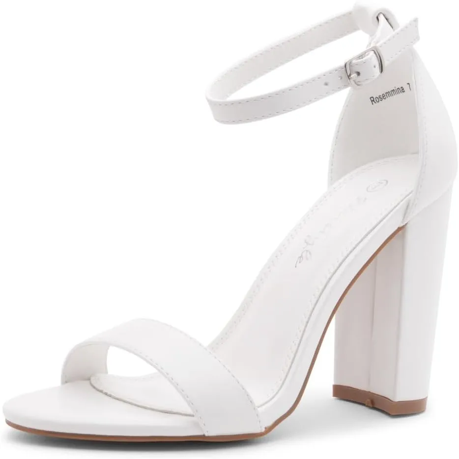 Herstyle Women’s Chunky Block Heels – Open Toe Ankle Strap Sandals, 3.75 Inch High Heels for Wedding, Party & Dressy Occasions – Comfortable Strappy Dress Shoes