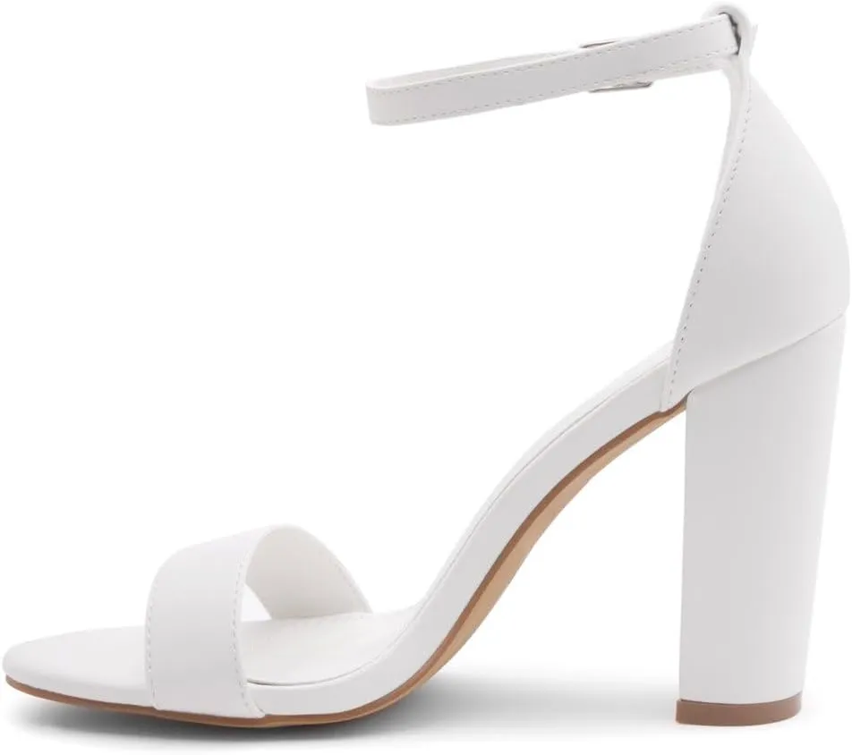 Herstyle Women’s Chunky Block Heels – Open Toe Ankle Strap Sandals, 3.75 Inch High Heels for Wedding, Party & Dressy Occasions – Comfortable Strappy Dress Shoes