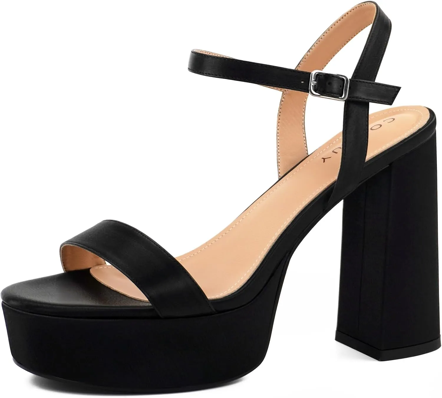 High Heel Chunky Platform Heel Sandals for Women, Chunky Block Heels Platform Sandals Women with Ankle Strap, Womens Strappy Chunky Heels Open Toe Sandals Wedding Prom