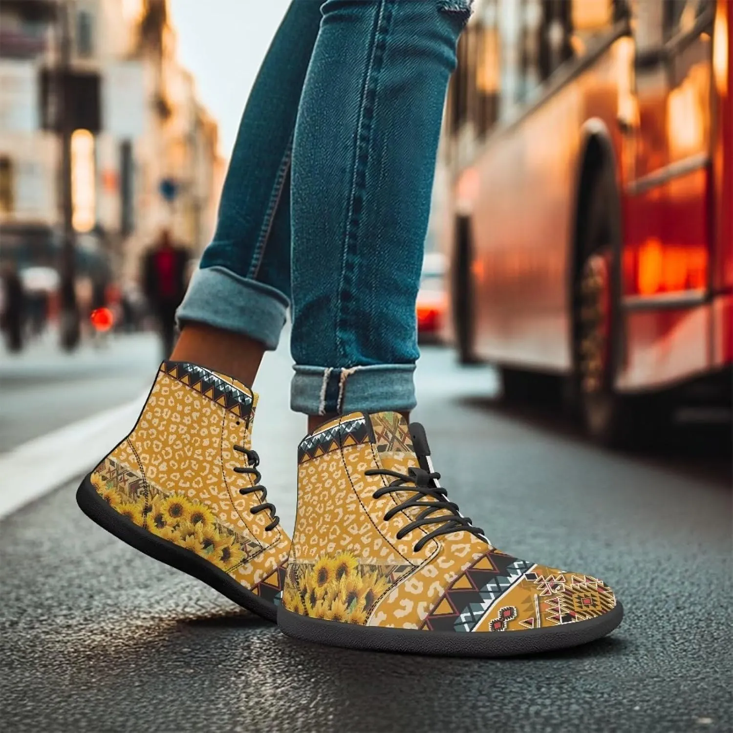 High Top Sneakers for Women Waterproof Barefoot Leather Shoes Women