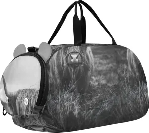 Highland Cow Wild Duffle Bags for Traveling Tote Weekend Duffel Overnight Luggage Kids Sports Carry on Duffel Bag for Boys