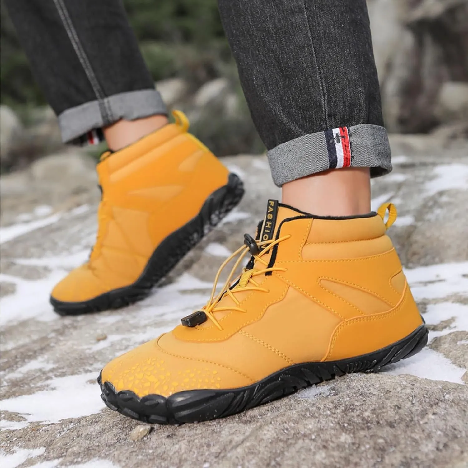 Hike Barefoot Footwear Womens Men, Non-Slip Winter Shoe with Wide Toe Box Waterproof Boots