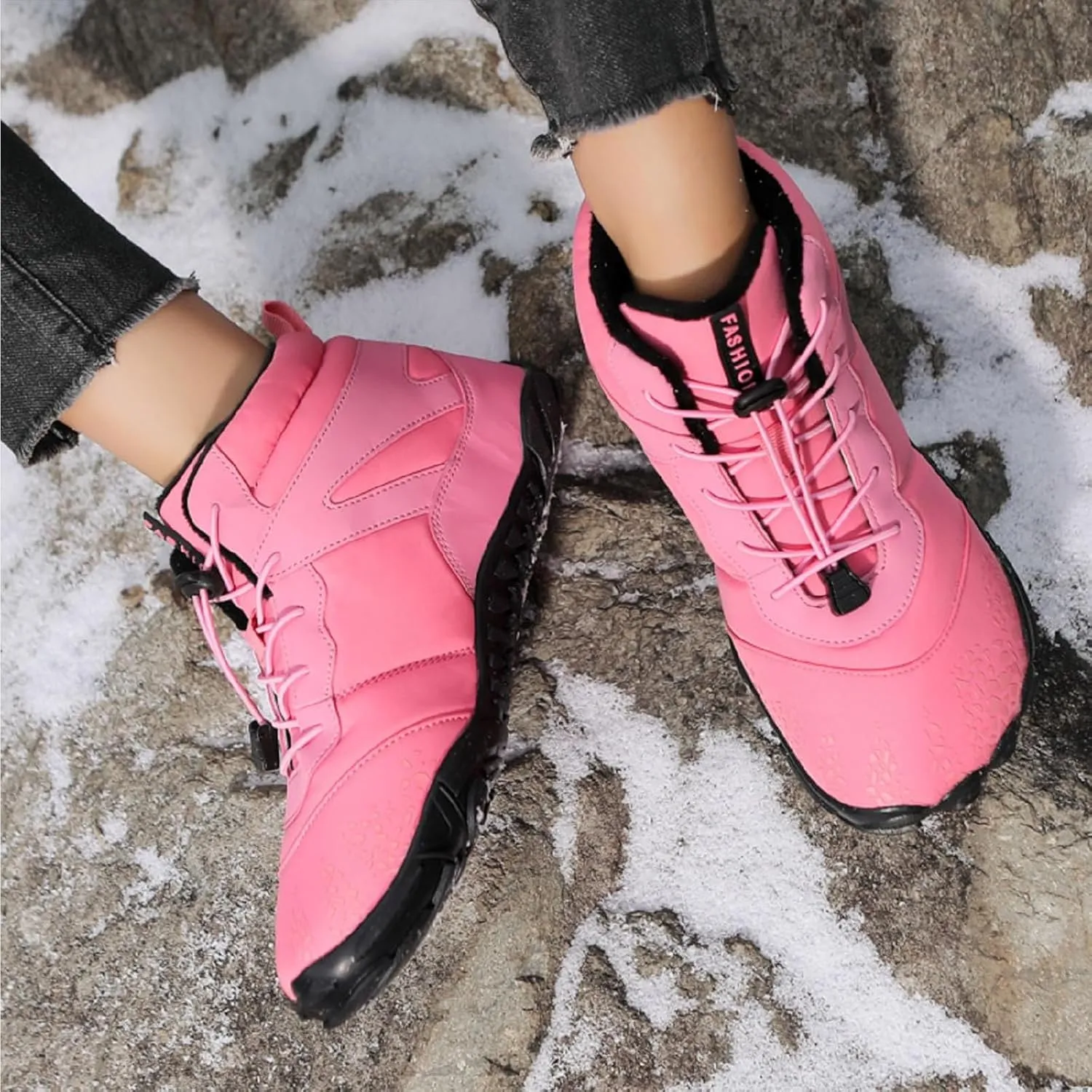 Hike Barefoot Footwear Womens Men, Non-Slip Winter Shoe with Wide Toe Box Waterproof Boots