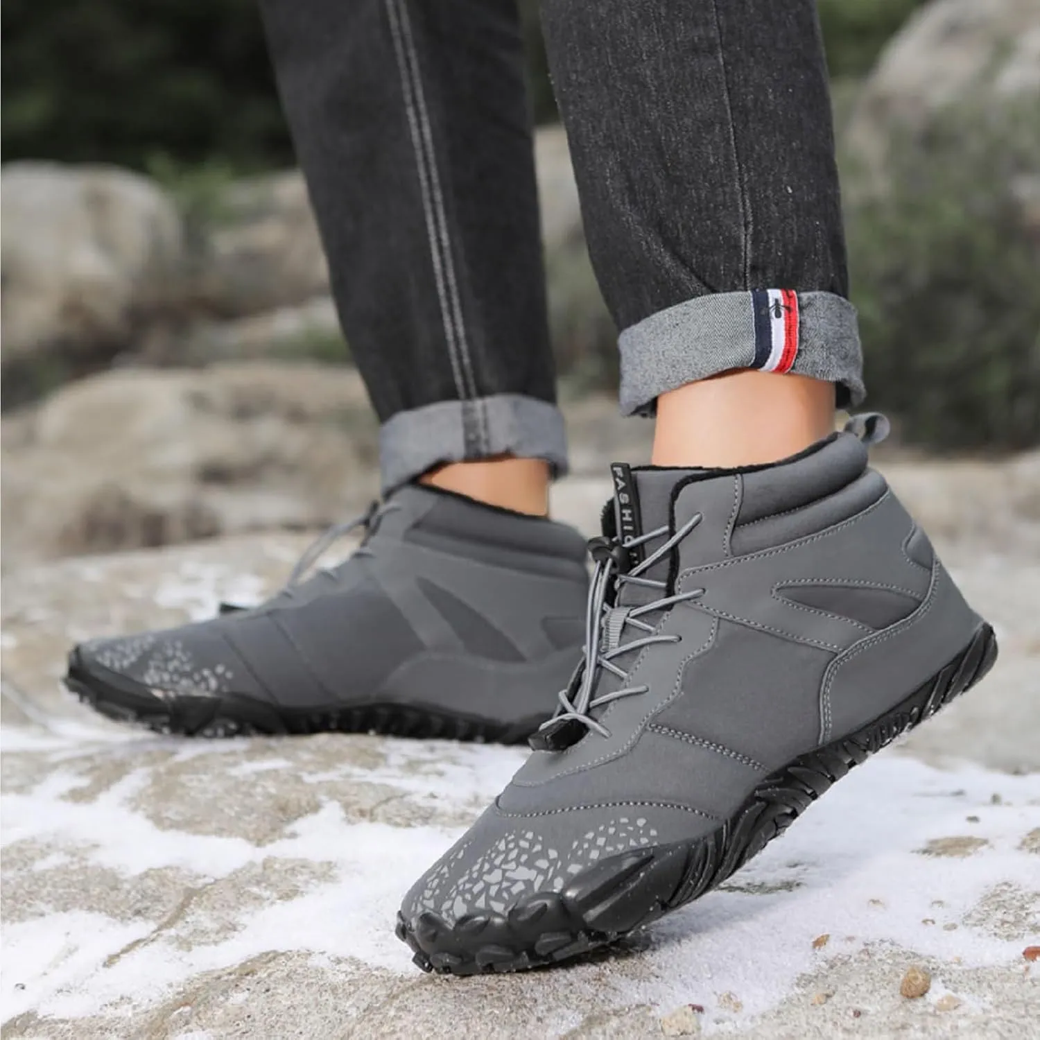 Hike Barefoot Footwear Womens Men, Non-Slip Winter Shoe with Wide Toe Box Waterproof Boots