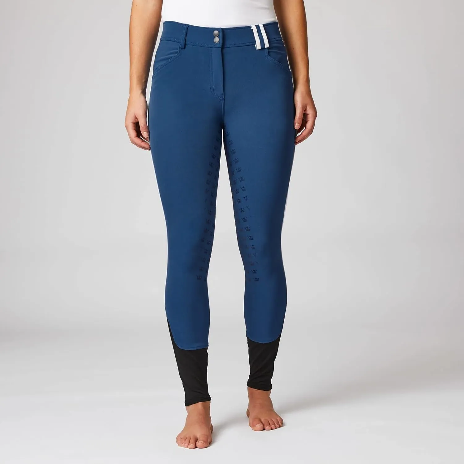 HORZE Rylee Womens High Waisted Breeches with Silicone Grip Full Seat and Pockets