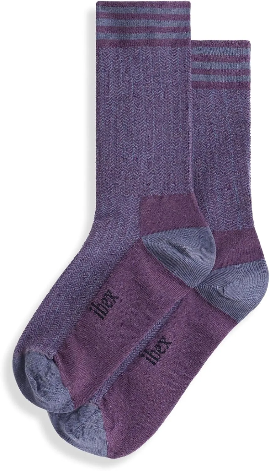 IBEX Merino Wool Nomad Herringbone Unisex Hiking Socks | Crew Socks with Seamless Toe & Arch Support