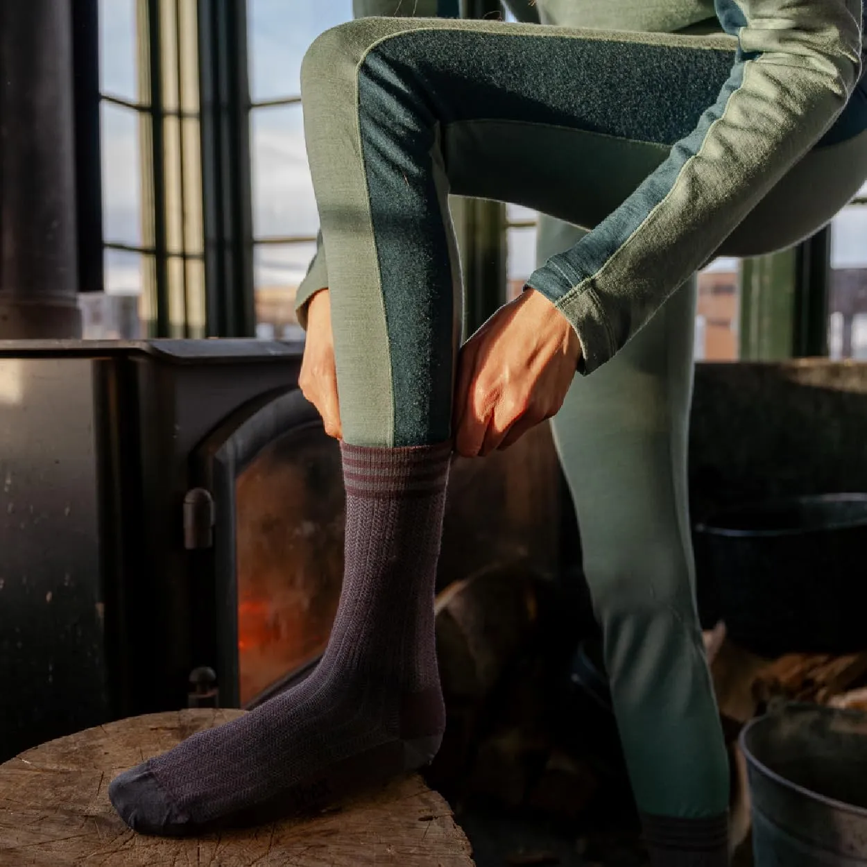 IBEX Merino Wool Nomad Herringbone Unisex Hiking Socks | Crew Socks with Seamless Toe & Arch Support