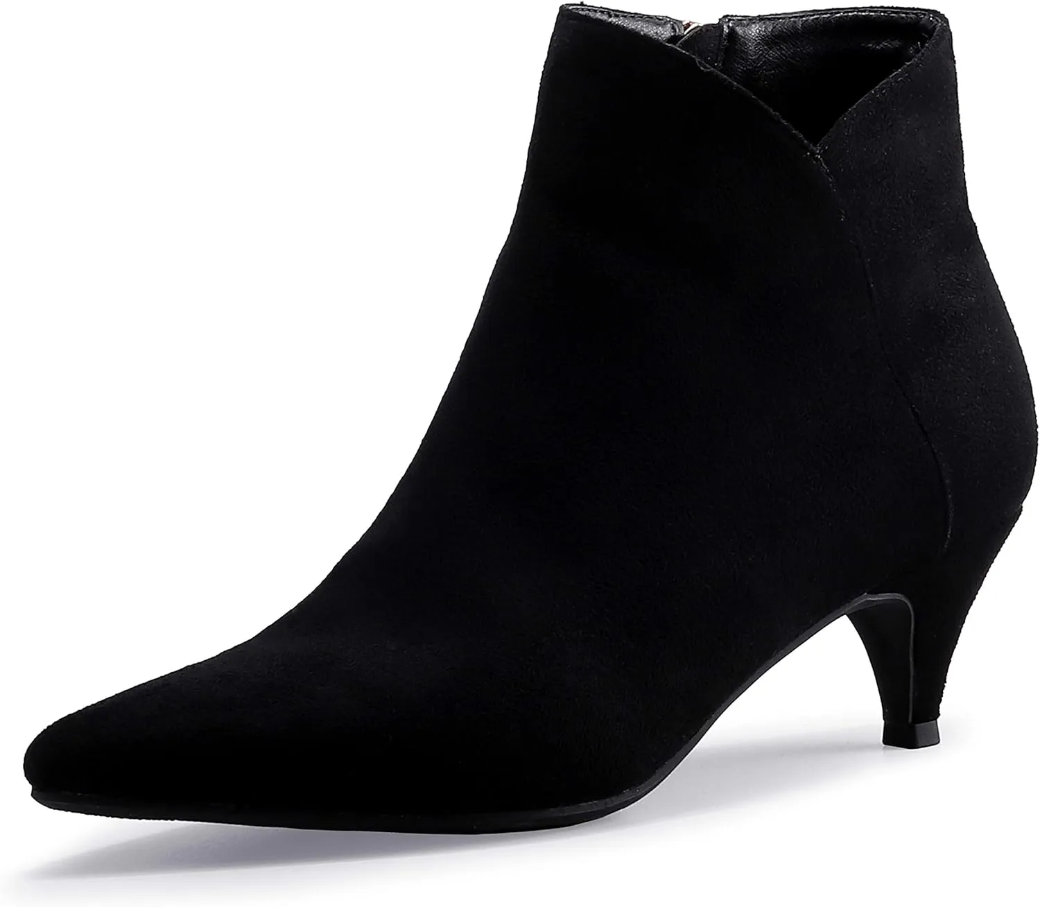 IDIFU Women Booties Low Kitten Heel Ankle Boots Pointed Toe Short Boots Dress Sexy Shoes