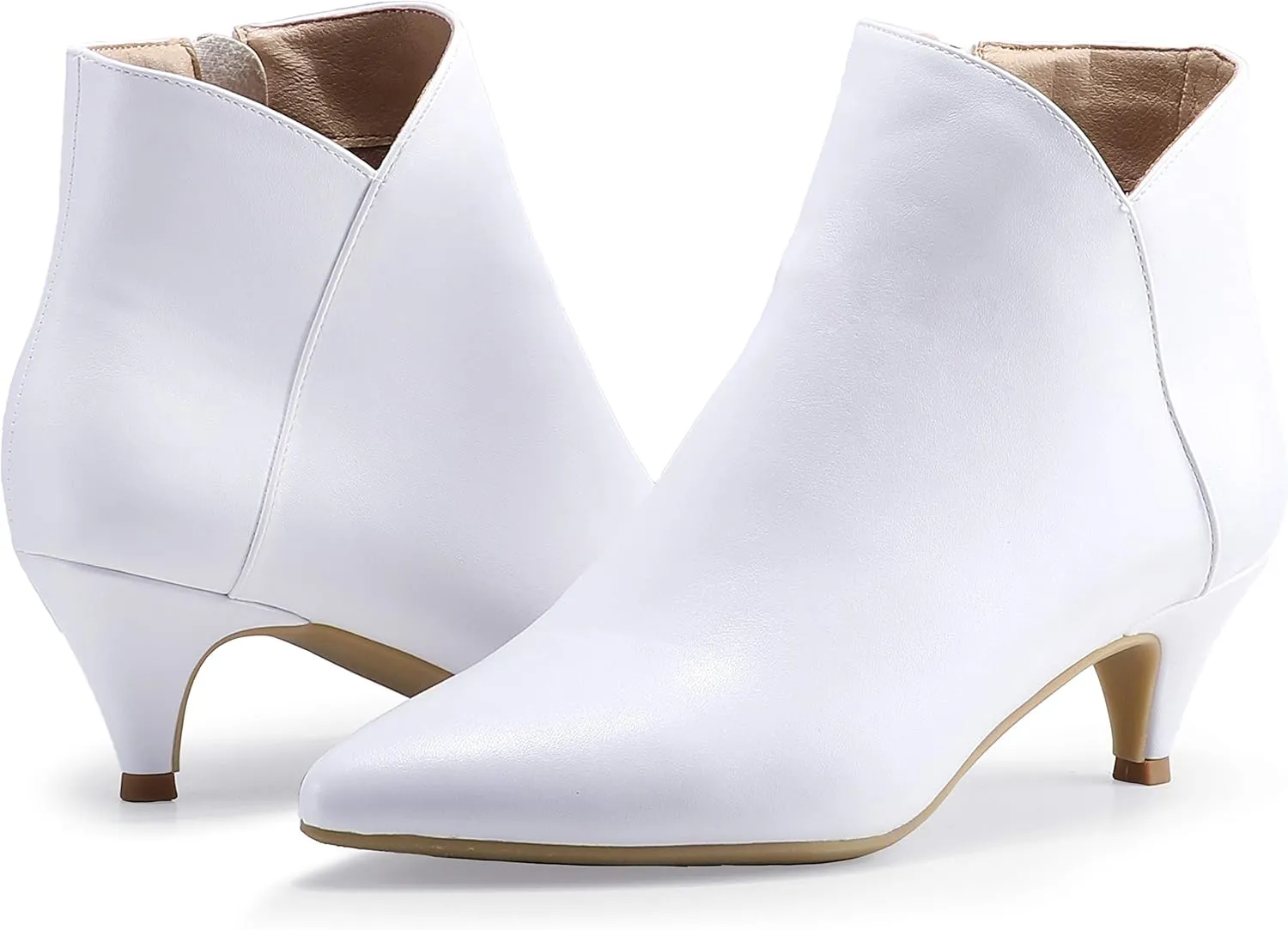 IDIFU Women Booties Low Kitten Heel Ankle Boots Pointed Toe Short Boots Dress Sexy Shoes