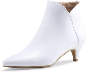 IDIFU Women Booties Low Kitten Heel Ankle Boots Pointed Toe Short Boots Dress Sexy Shoes