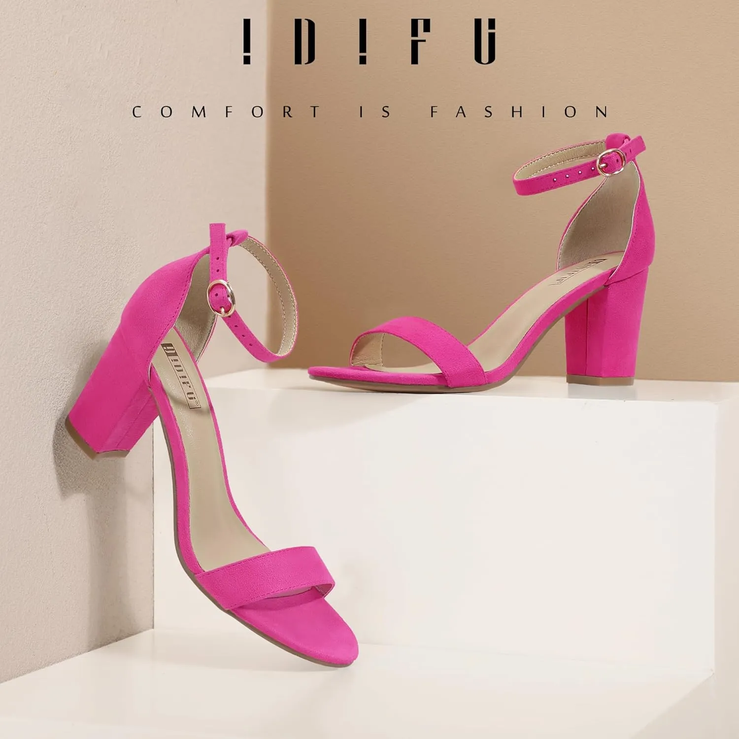 IDIFU Women's 3 Inch Heel Sandals for Women