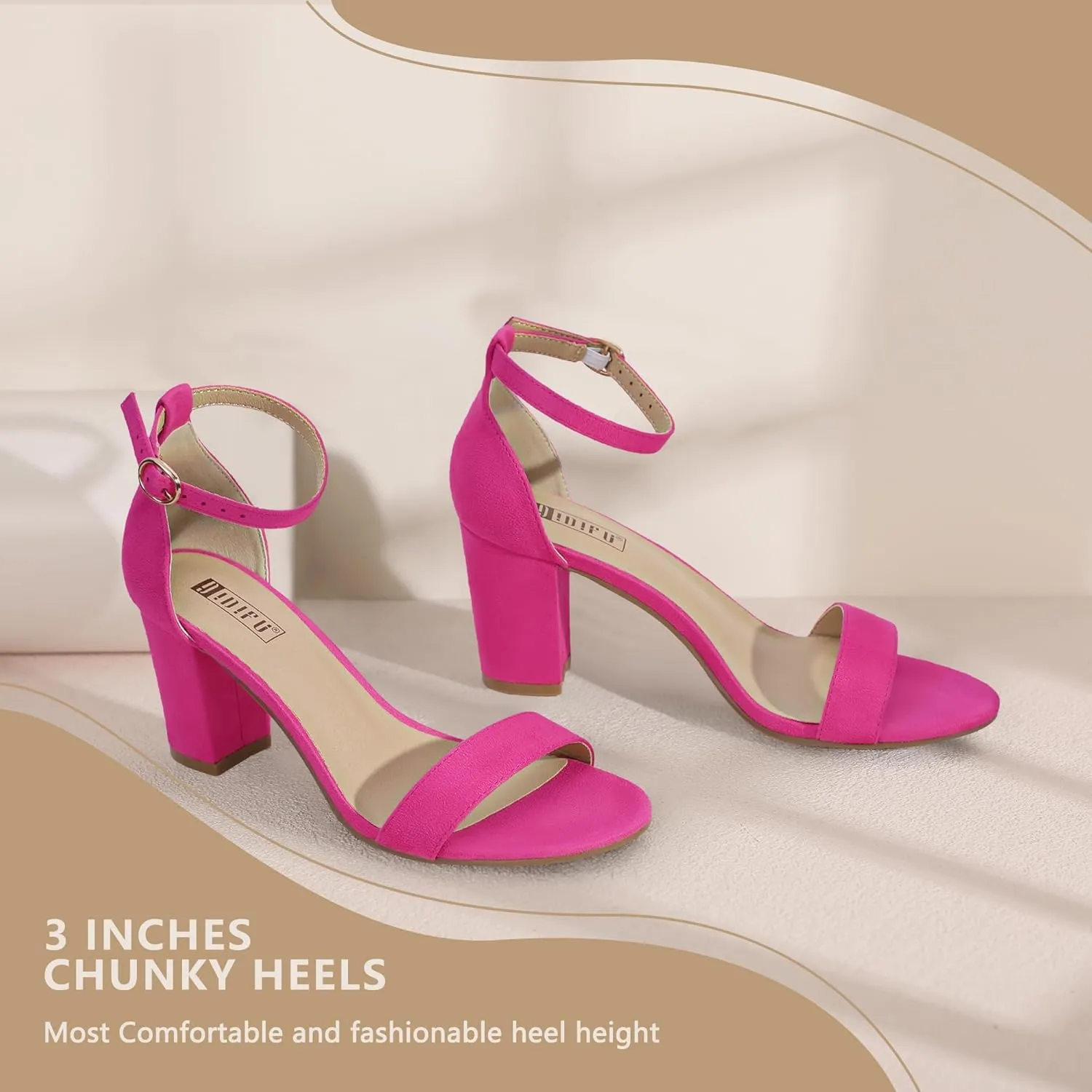 IDIFU Women's 3 Inch Heel Sandals for Women