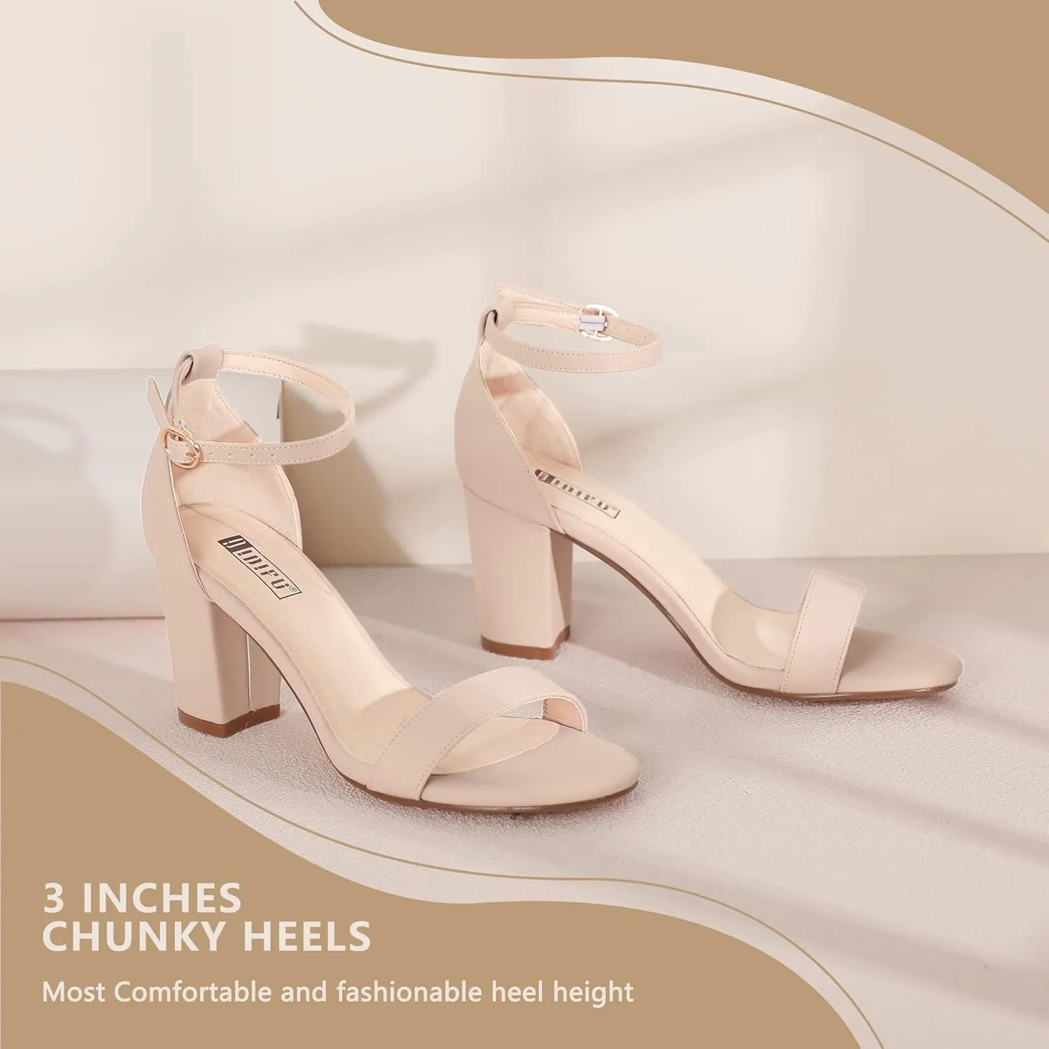 IDIFU Women's 3 Inch Heel Sandals for Women