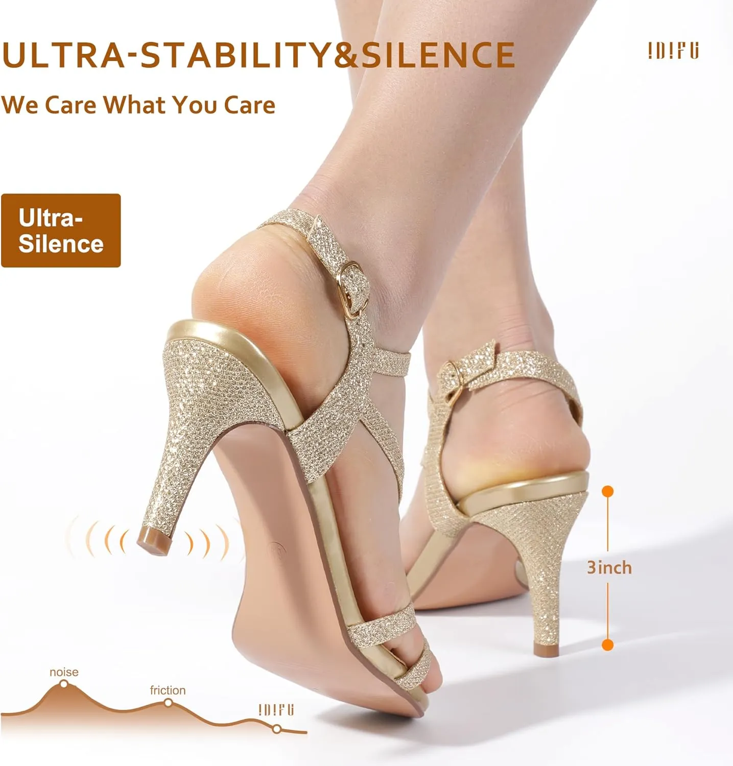 IDIFU Women's Black Nude White Silver Heels for Women Dress Kitten Heels Strappy Open Toe Heels Sandals Wedding Evening Party Shoes for Women Ladies Bridal