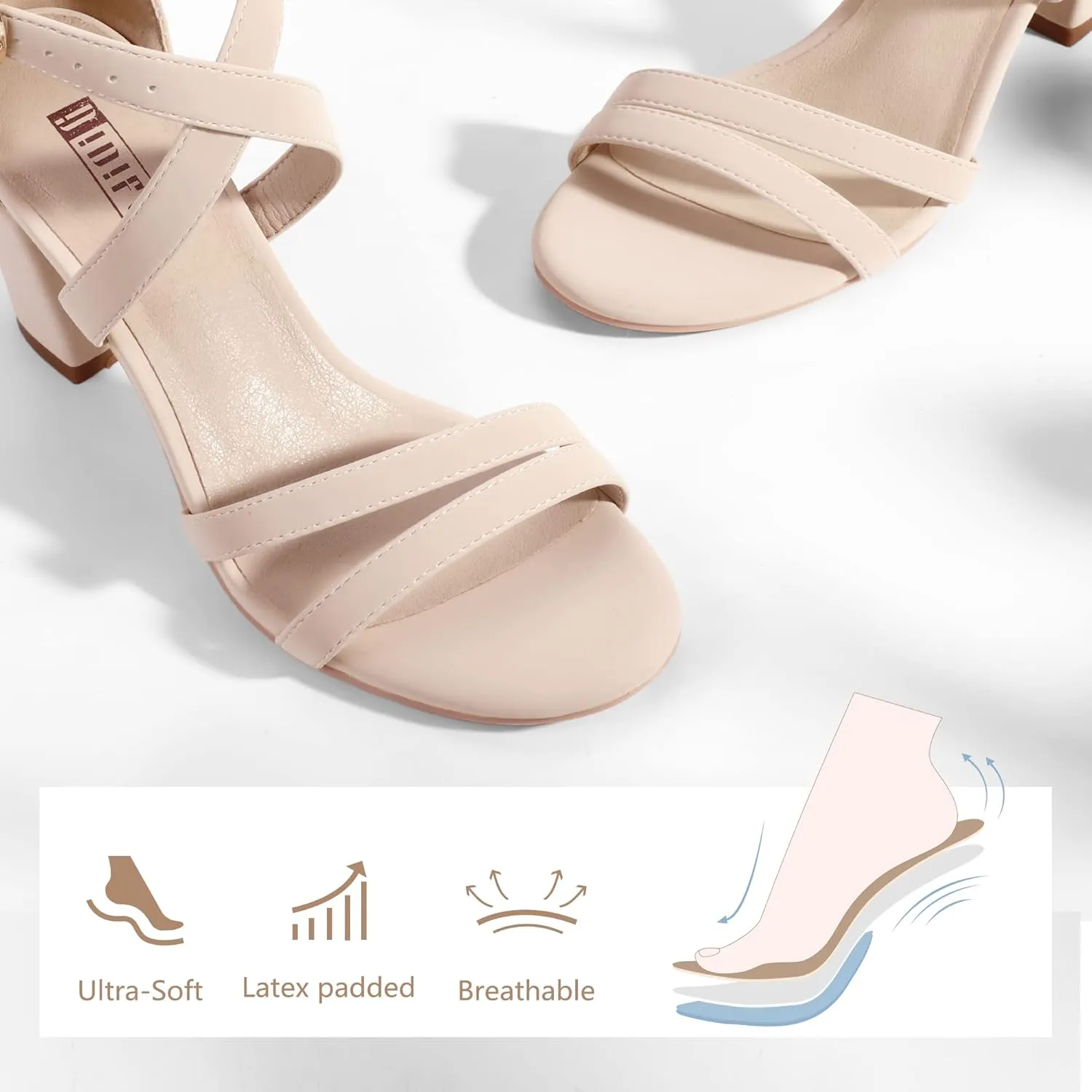 IDIFU Women's IN3 Gita Block Heel Open Toe Strappy Sandals Dress Shoes for Wedding Evening Prom