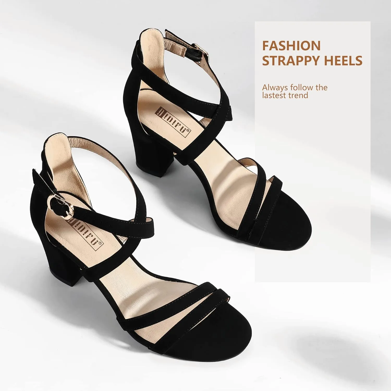 IDIFU Women's IN3 Gita Block Heel Open Toe Strappy Sandals Dress Shoes for Wedding Evening Prom