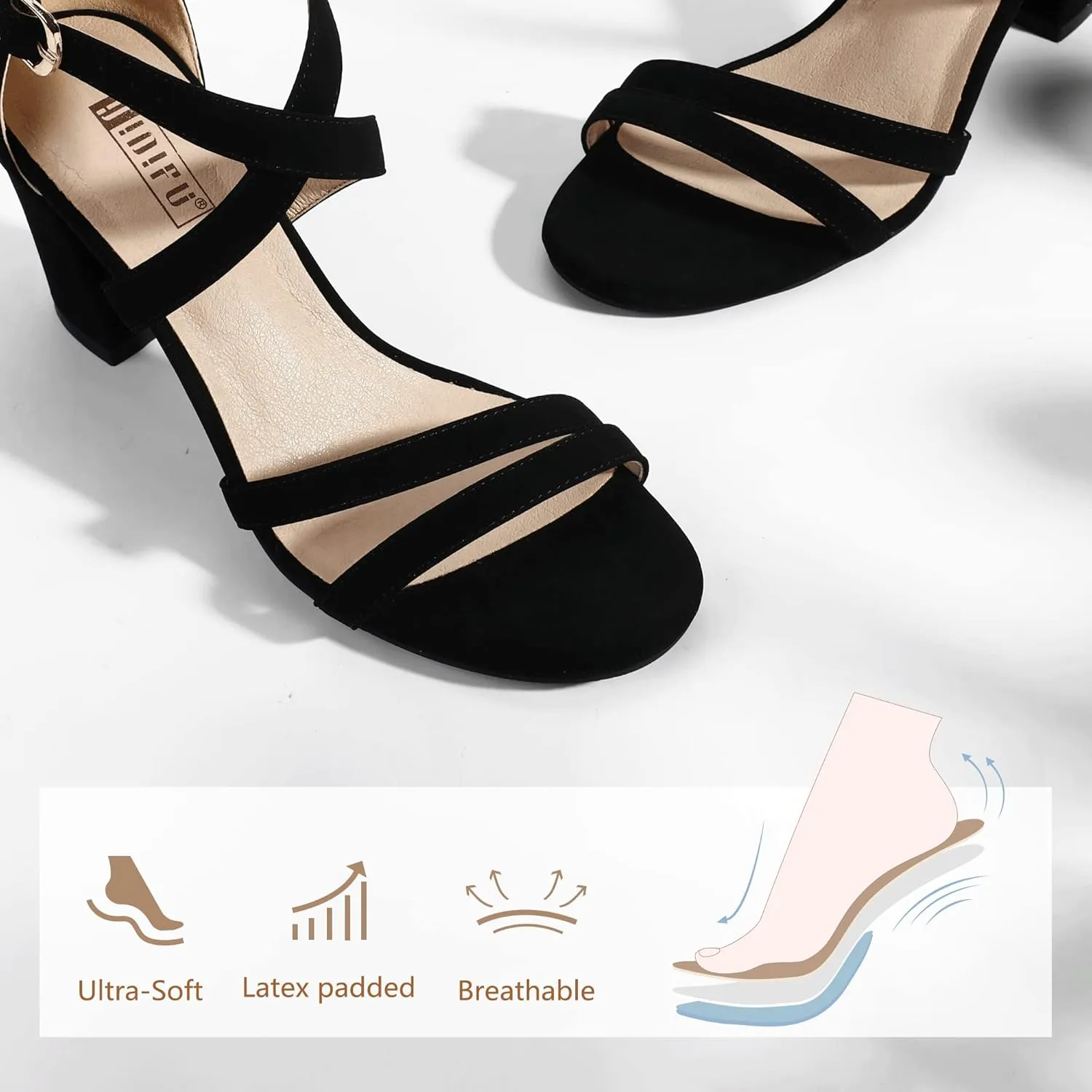 IDIFU Women's IN3 Gita Block Heel Open Toe Strappy Sandals Dress Shoes for Wedding Evening Prom