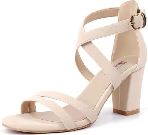 IDIFU Women's IN3 Gita Block Heel Open Toe Strappy Sandals Dress Shoes for Wedding Evening Prom