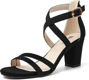 IDIFU Women's IN3 Gita Block Heel Open Toe Strappy Sandals Dress Shoes for Wedding Evening Prom