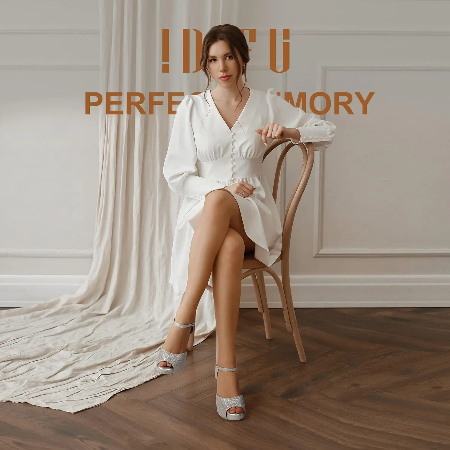 IDIFU Women's IN4 Mary Platform Chunky High Heels Sandals Peep Toe Dress Wedding Bridal Shoes For Women Bride Bridesmaid
