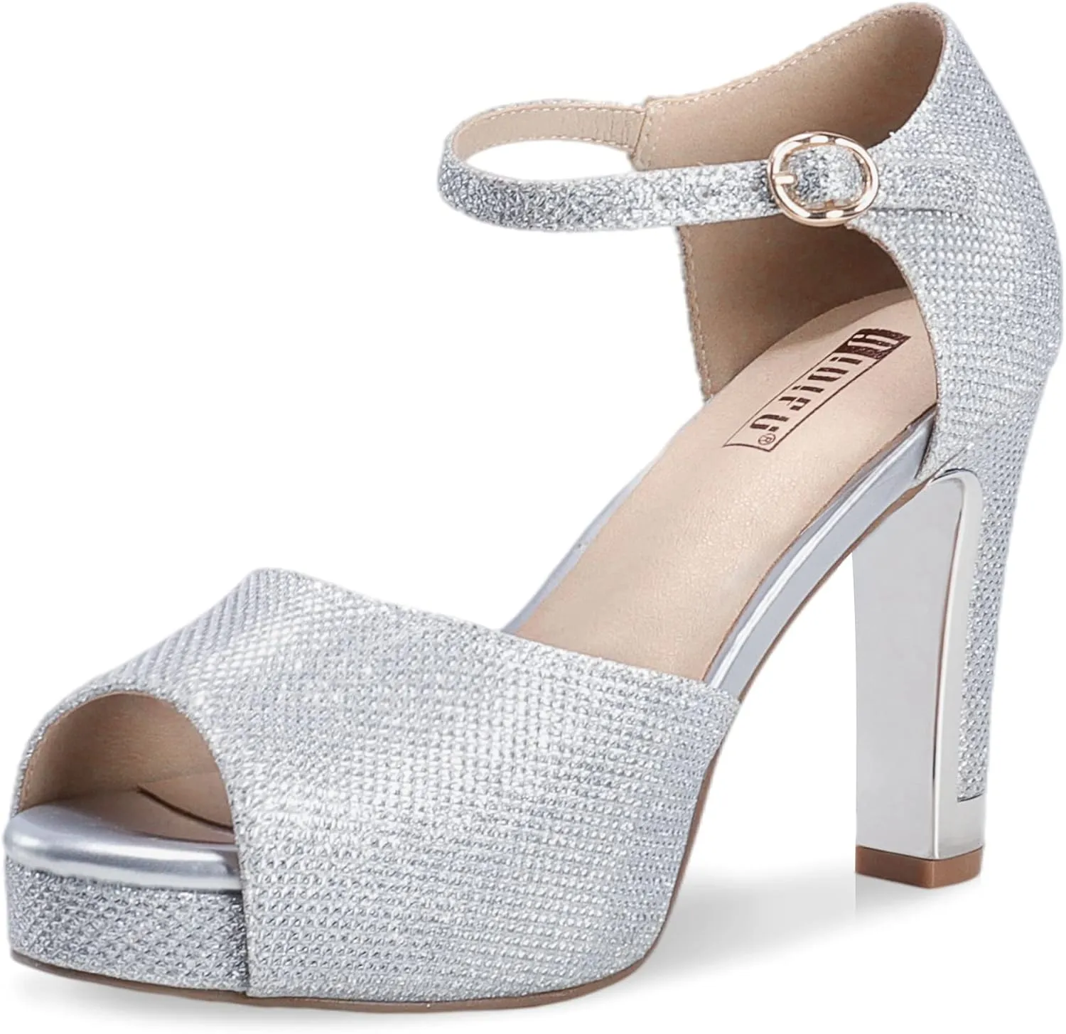 IDIFU Women's IN4 Mary Platform Chunky High Heels Sandals Peep Toe Dress Wedding Bridal Shoes For Women Bride Bridesmaid