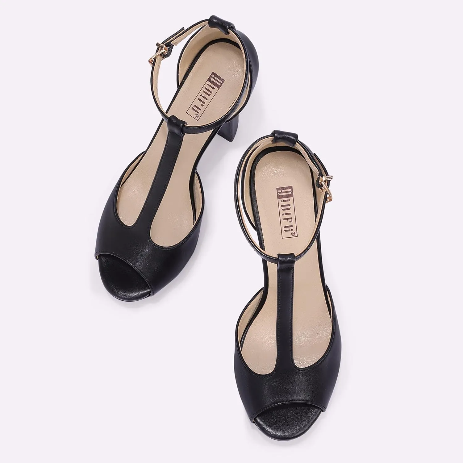 IDIFU Women's IN5 Polly Platform Chunky High Heels T-Strap Sexy Sandals Peep Toe Wedding Party Prom Dress Shoes for Women Bride